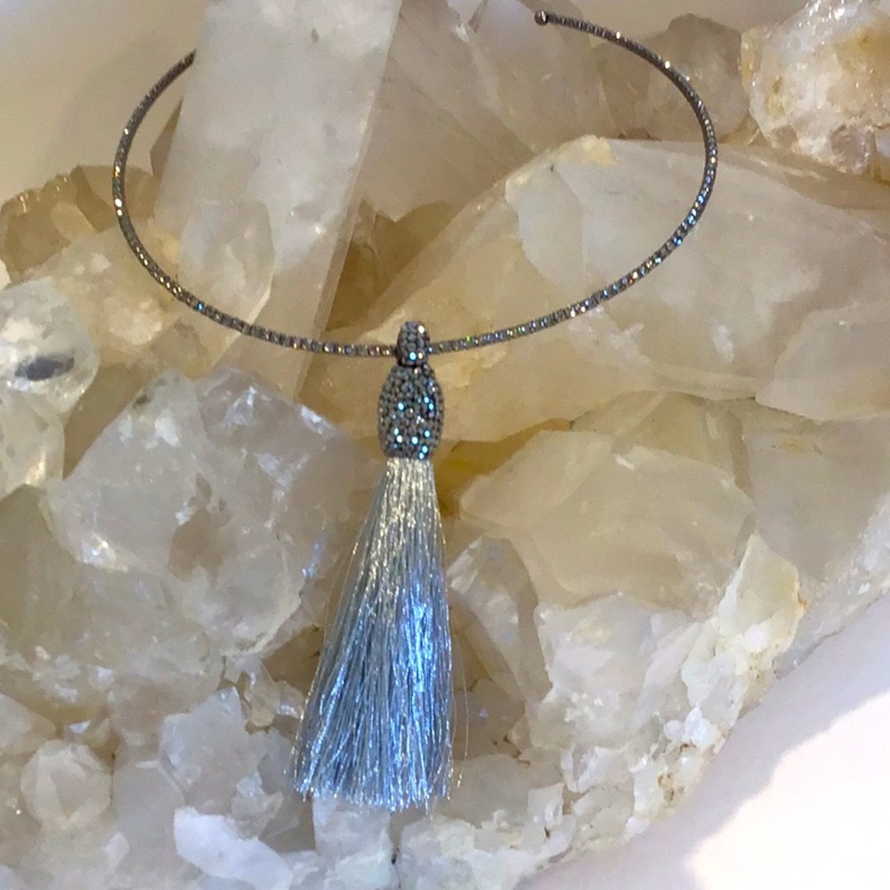 Elegant Silver Tassel Necklace‎